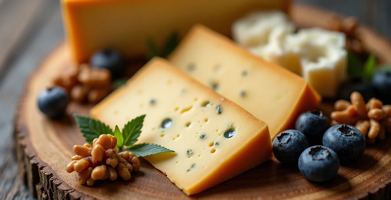 Plateau de fromages québécois artisanaux avec produits du terroir