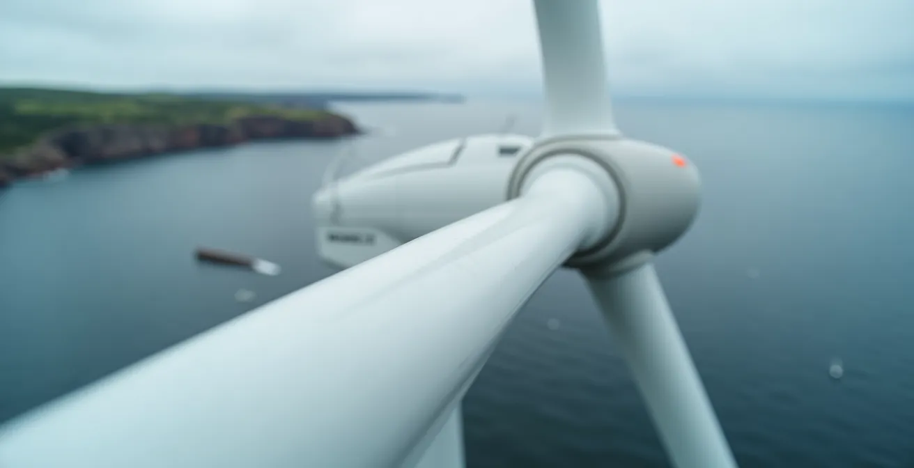Parc éolien en Gaspésie avec éoliennes modernes intégrées dans le paysage côtier québécois