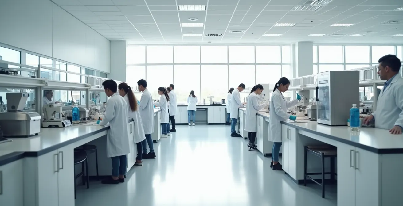 Étudiants en techniques de laboratoire travaillant sur des équipements spécialisés dans un cégep